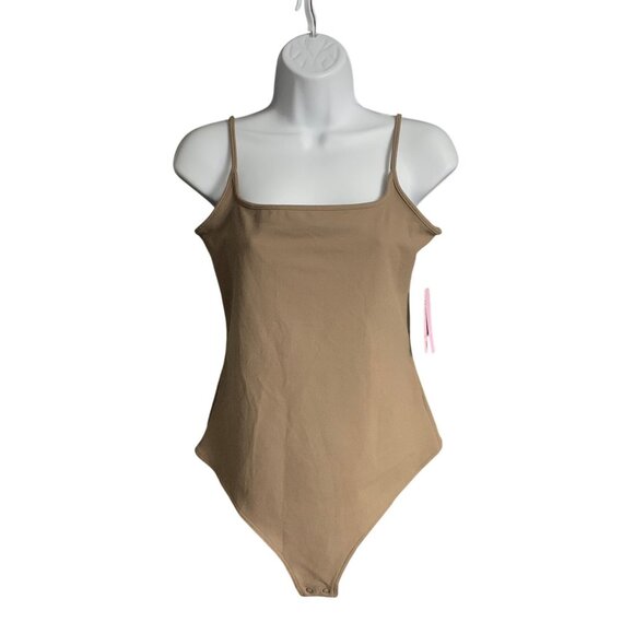 wild fable Tops - Wild Fable Junior Tan Adjustable Spaghetti Strap Stretchy Bodysuit Size Large